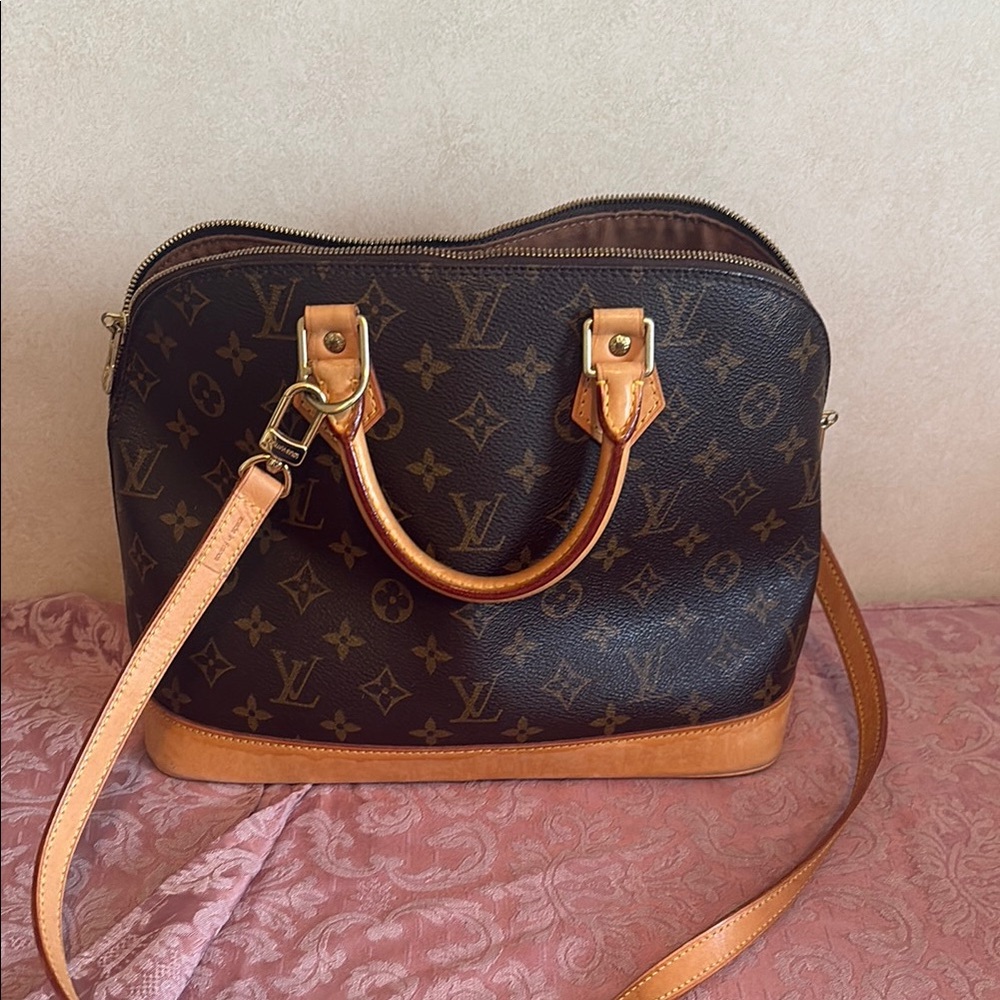Louis Vuitton Monogram Satchel with Tan Accents